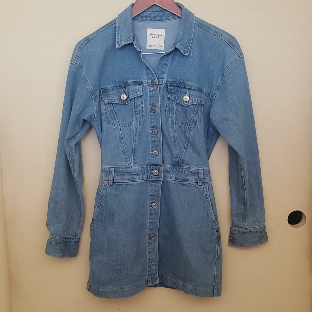 Abercrombie & Fitch Long Sleeve Denim Button Down Dress